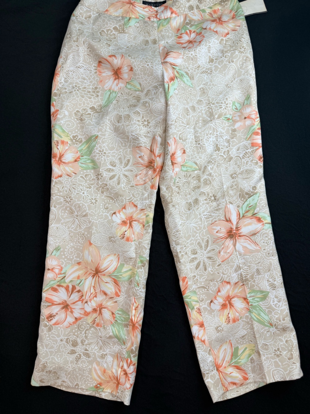 Vintage Harold’s Floral Tropical Trousers – Beige & Orange